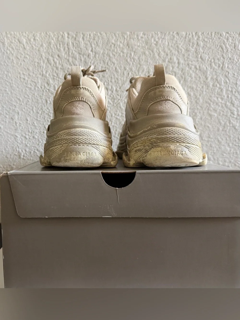 Balenciaga Women's Triple S Low Top Sneakers in Beige Cream